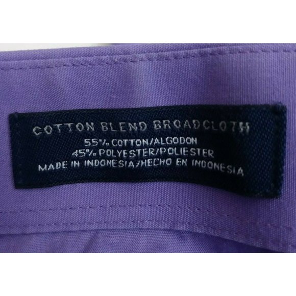 Stafford Essentials Cotton Blend Broadcloth Purple Dress Shirt Size 16 Neck XL - Picture 4 of 6